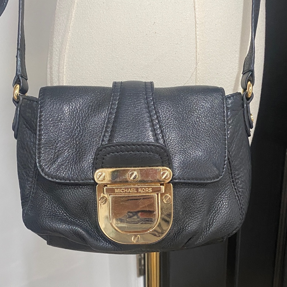 Michael Kors Black Crossbody Bag with Gold Accents